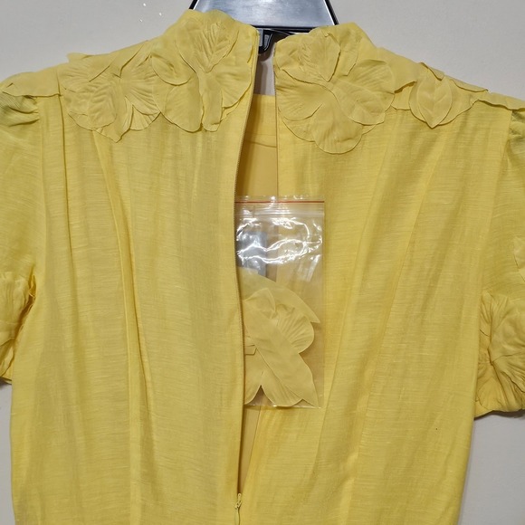 Antonio Melani 8 Yellow Mock Neck Short Sleeve Knee-length Fit & flare 0721 - Picture 8 of 15